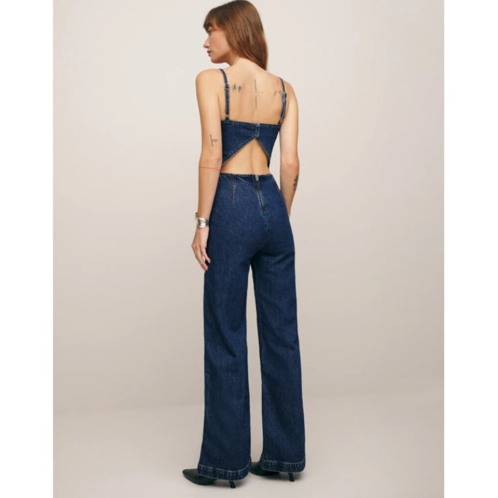 Reformation Dark Blue Denim Jumpsuit - Picture 2 of 6